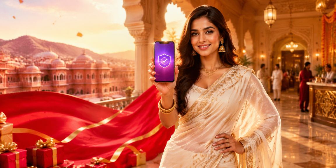 Mobile device showing betting interface with Indian traditional background
