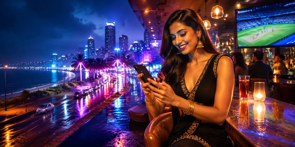 Mumbai city cricket betting neon lights at night